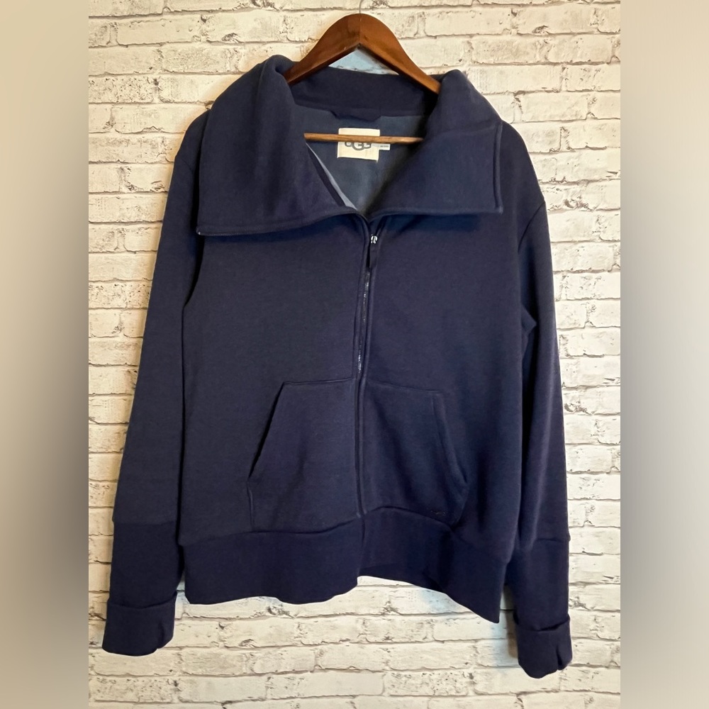 UGG Pauline Zip Up Sherpa Sweatshirt Jacket Navy XL